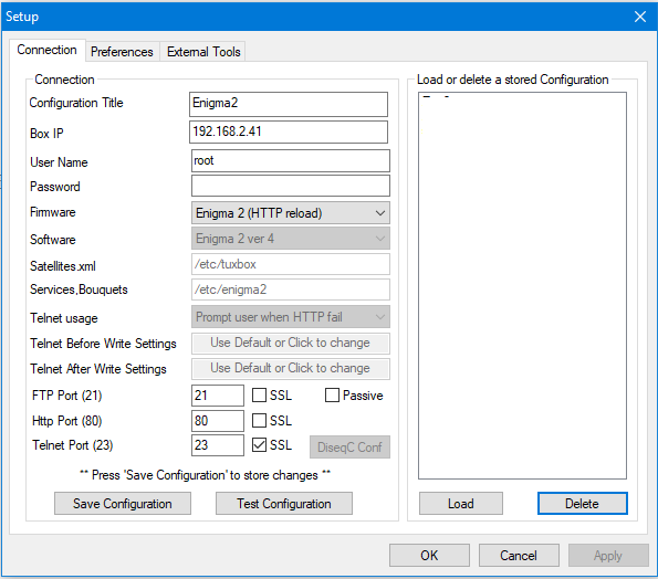 Setup Dialog